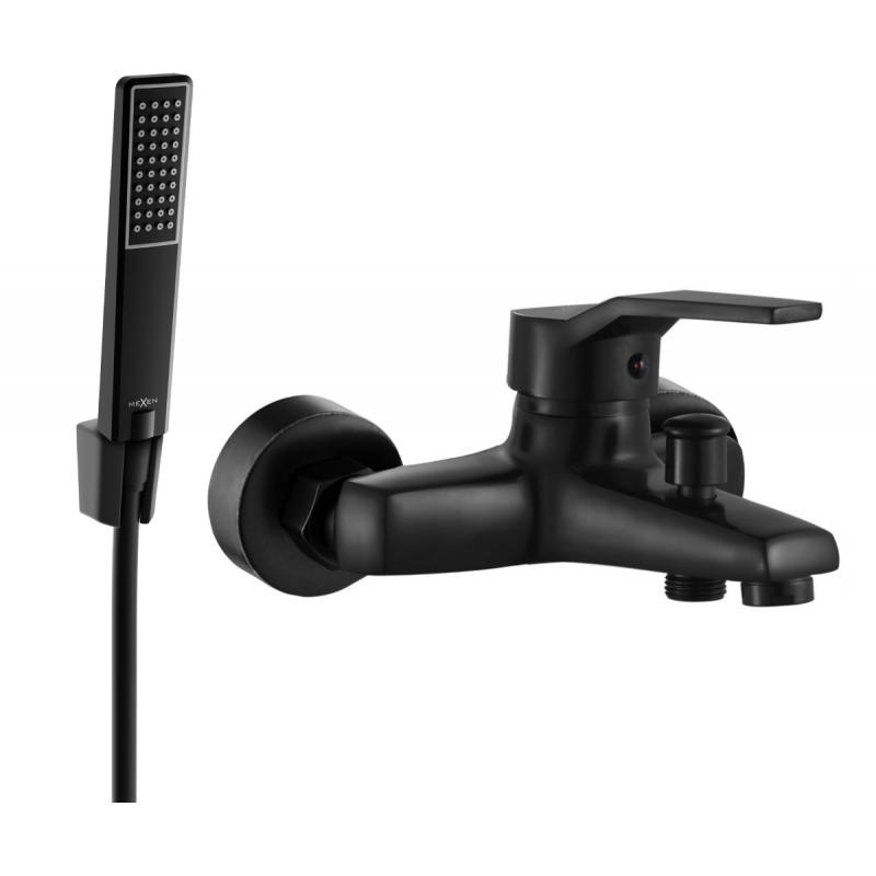 Mexen Caro R72 bathtub faucet with shower set, black - 74663R72-70