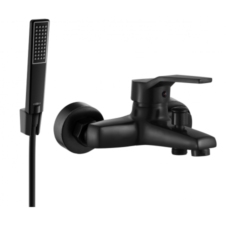 Mexen Caro R72 bathtub faucet with shower set, black - 74663R72-70
