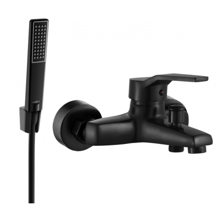 Mexen Caro R72 bathtub mixer tap with shower head, Black - 74663R72-70