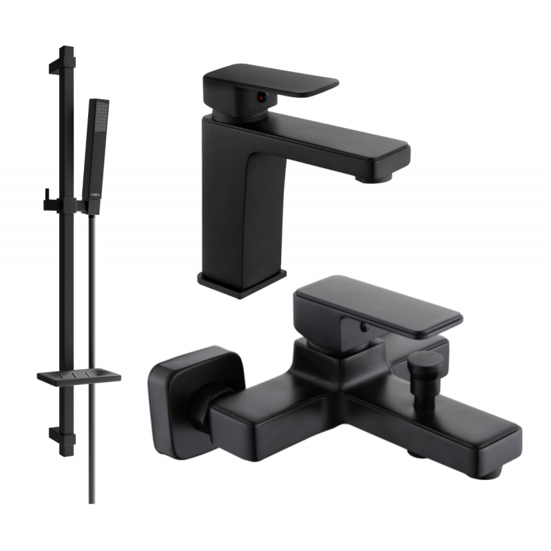 Mexen Cetus DQ77 bathtub set, Black - 744303DQ77-70