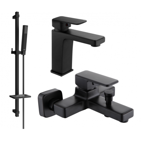 Mexen Cetus DQ77 bathtub set, Black - 744303DQ77-70