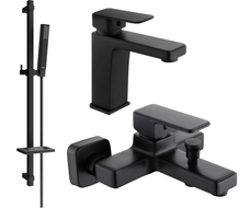 Mexen Cetus DQ77 bathtub set, Black - 744303DQ77-70