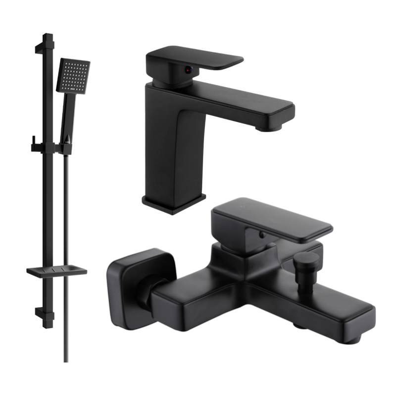 Mexen Cetus DQ45 bathtub set, Black - 744303DQ45-70
