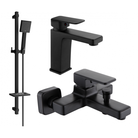 Mexen Cetus DQ45 bathtub set, Black - 744303DQ45-70