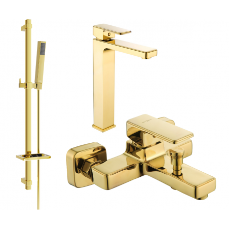 Mexen Cetus DQ77 bathtub set, Gold - 744313DQ77-50