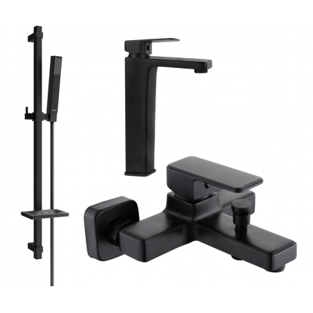 Mexen Cetus DQ77 bath set, black - 744313DQ77-70