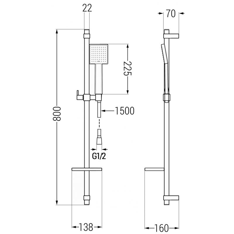 Mexen Cetus DQ45 bathtub set, chrome - 744313DQ45-00