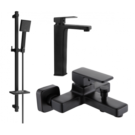 Mexen Cetus DQ45 bathtub set, Black - 744313DQ45-70