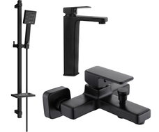 Mexen Cetus DQ45 bathtub set, Black - 744313DQ45-70