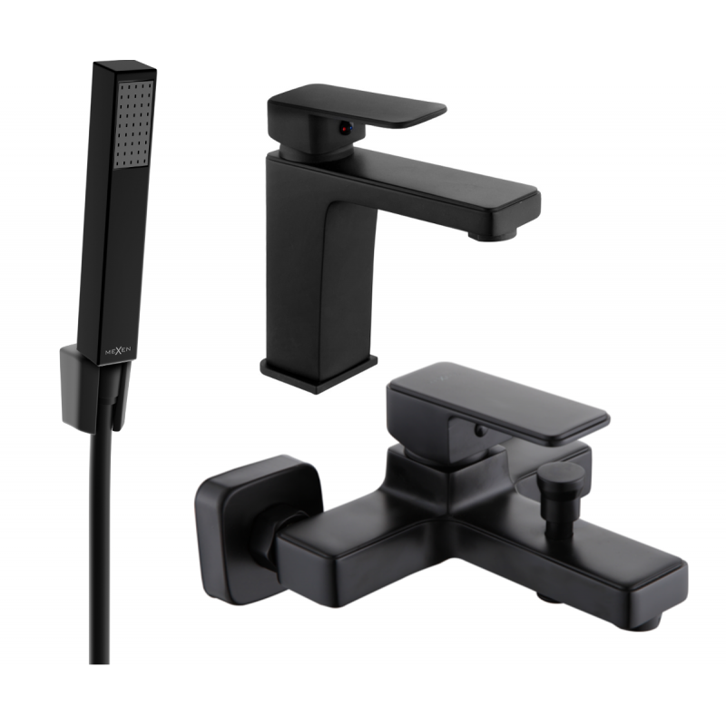 Mexen Cetus R77 bathtub set, Black - 744303R77-70