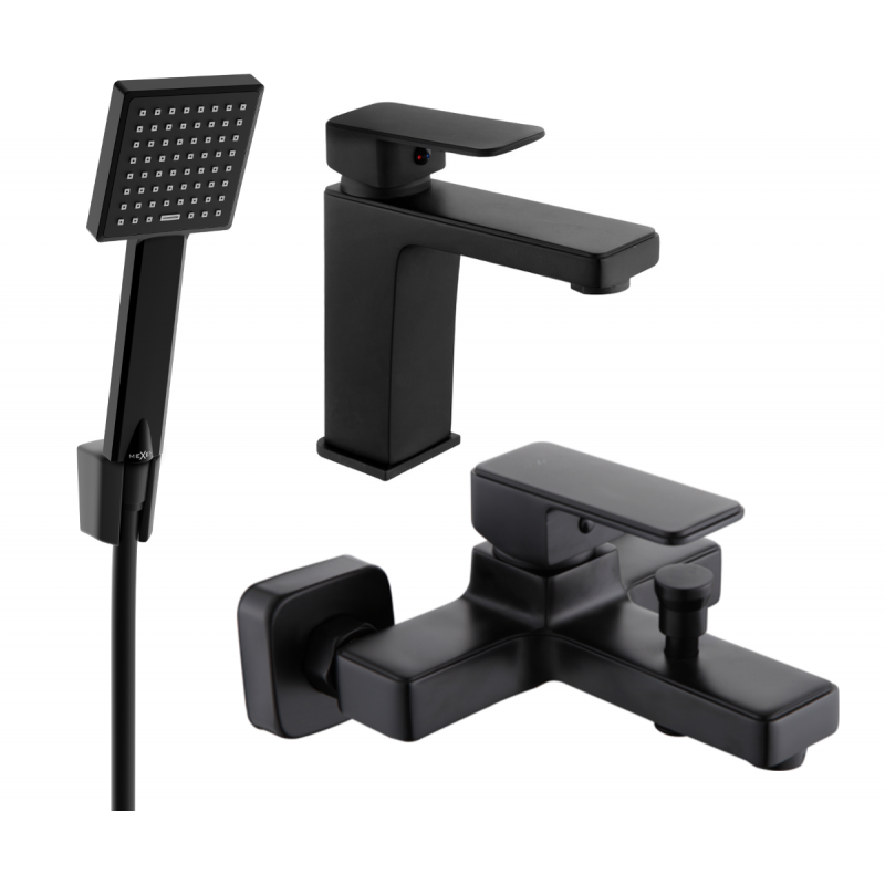Mexen Cetus R45 bath set, black - 744303R45-70