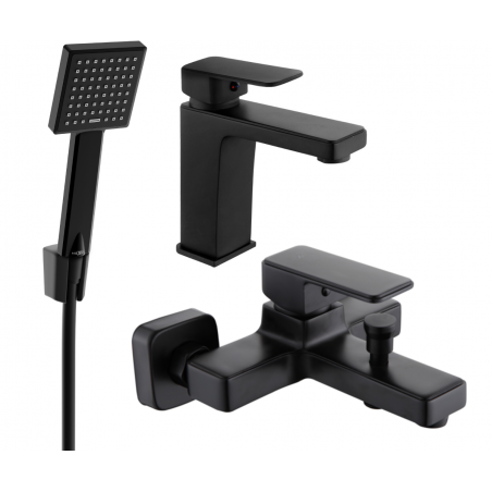 Mexen Cetus R45 bath set, black - 744303R45-70