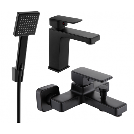 Mexen Cetus R45 bathtub set, Black - 744303R45-70