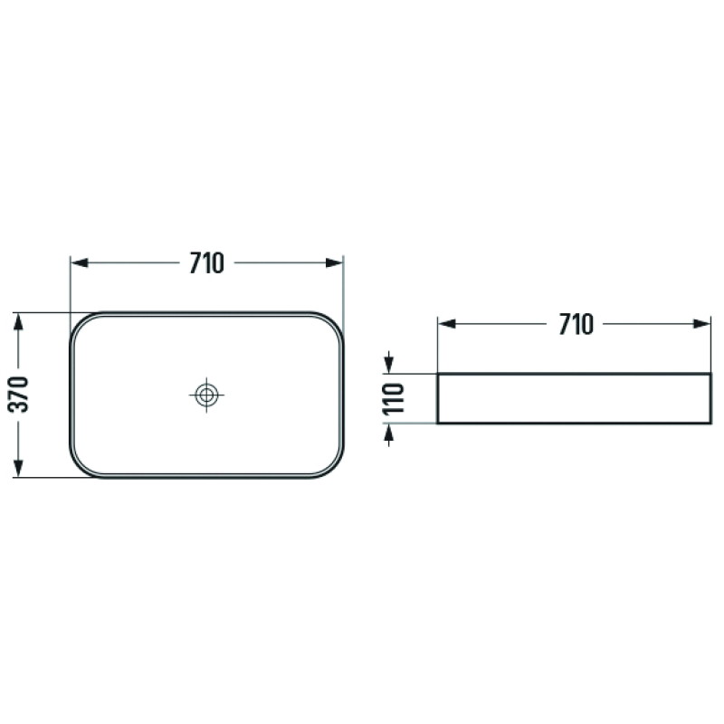 Mexen Vena above-counter sink 71 x 37 cm, light gray matte - 22196061