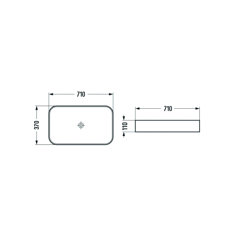 Mexen Vena Countertop Basin 71 x 37 cm, Light Grey Matte - 22196061