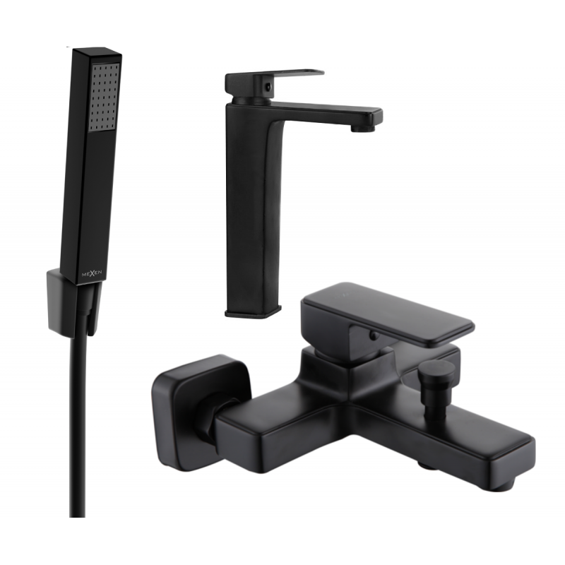 Mexen Cetus R77 bathtub set, Black - 744313R77-70