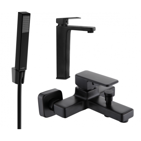 Mexen Cetus R77 bathtub set, Black - 744313R77-70