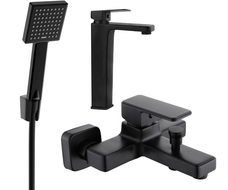 Mexen Cetus R45 bathtub set, Black - 744313R45-70