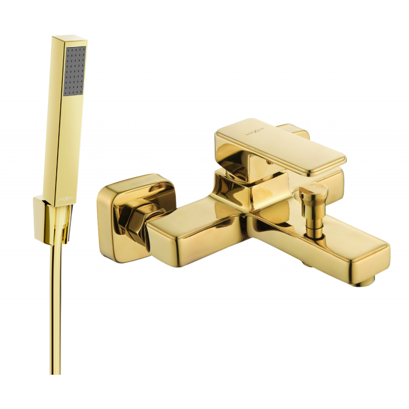 Mexen Cetus R77 bathtub faucet with shower set, gold - 74433R77-50