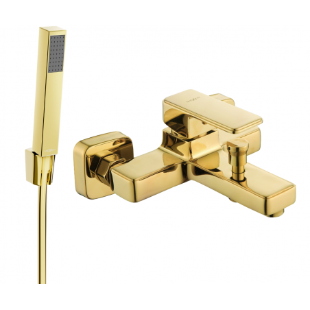 Mexen Cetus R77 bathtub faucet with shower set, gold - 74433R77-50