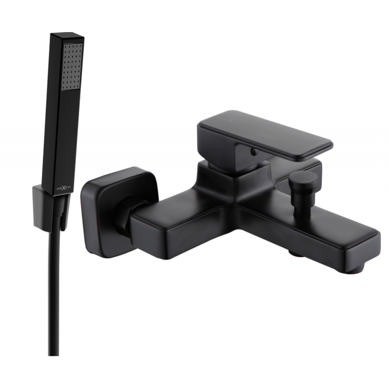 Mexen Cetus R77 bath tap with shower set, black - 74433R77-70