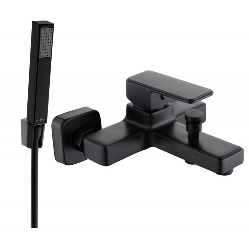 Mexen Cetus R77 bathtub mixer tap with shower head, Black - 74433R77-70