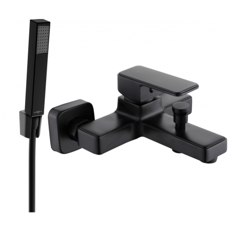 Mexen Cetus R77 bathtub faucet with shower set, black - 74433R77-70