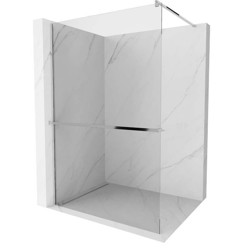 Mexen Kioto+ Walk-in Shower Wall with Shelf 75 x 200 cm, Transparent, Chrome - 800-075-121-01-00