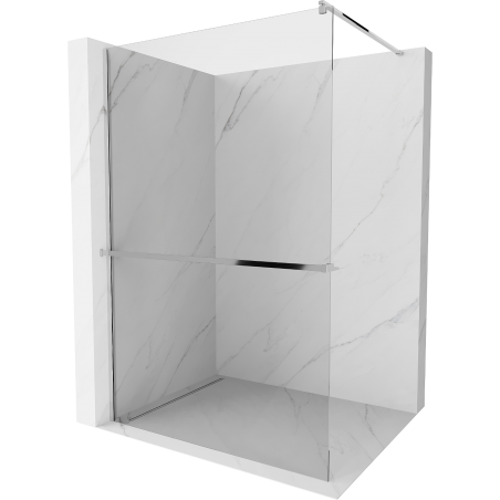 Mexen Kioto+ shower wall with a Walk-in shelf 75 x 200 cm, transparent, chrome - 800-075-121-01-00