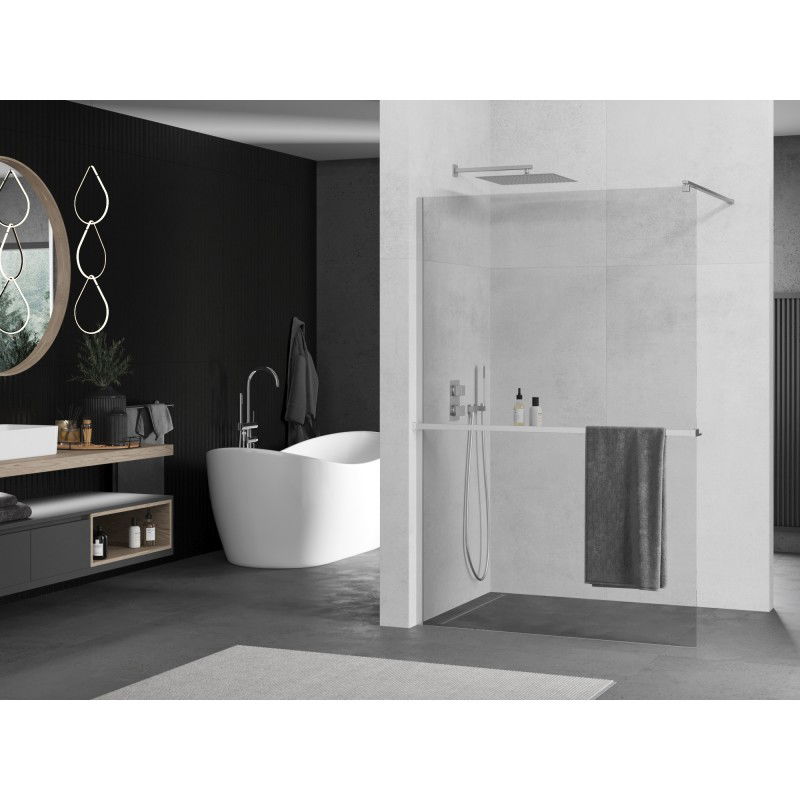 Mexen Kioto+ Shower Wall with Shelf Walk-in 105 x 200 cm, Transparent, Chrome - 800-105-121-01-00