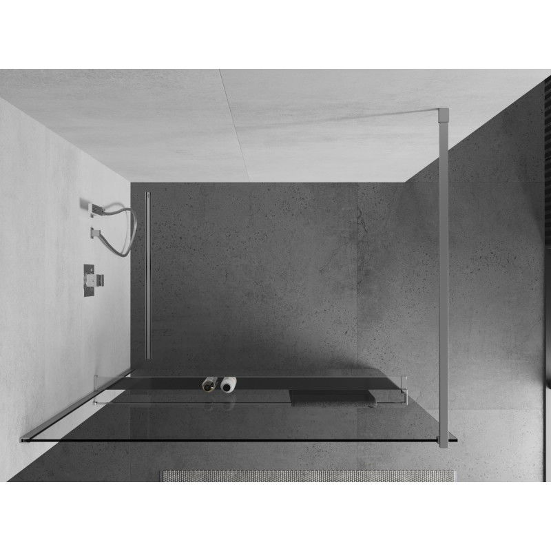 Mexen Kioto+ Shower Wall with Shelf Walk-in 105 x 200 cm, Transparent, Chrome - 800-105-121-01-00