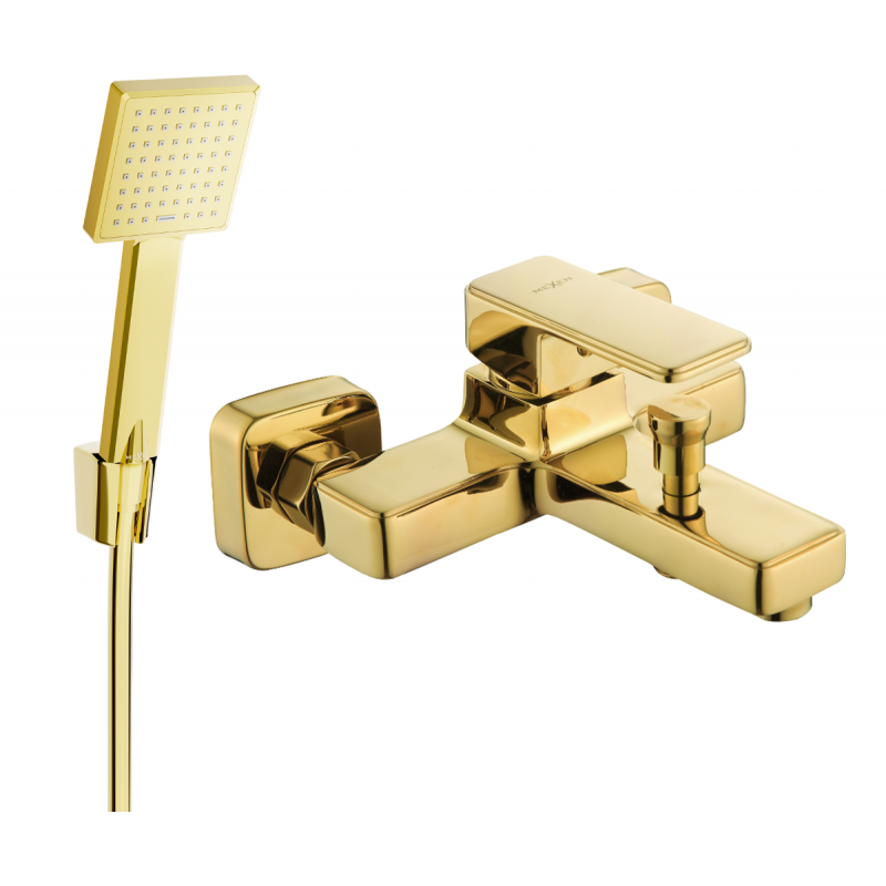 Mexen Cetus R45 bathtub mixer tap with shower head, Gold - 74433R45-50