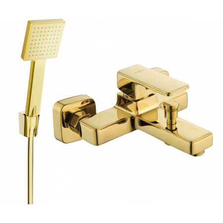 Mexen Cetus R45 bathtub faucet with shower set, gold - 74433R45-50