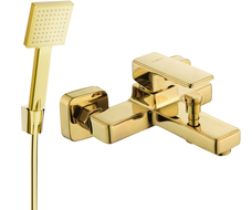 Mexen Cetus R45 bath mixer with shower set, gold - 74433R45-50