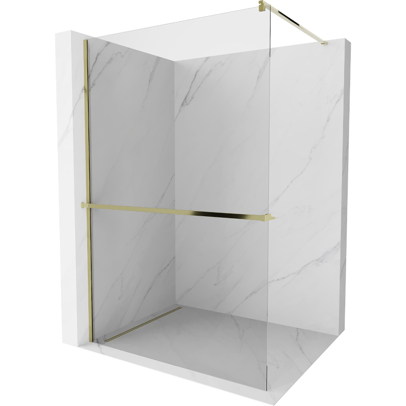 Mexen Kioto+ Shower Wall with Walk-in Shelf 115 x 200 cm, Transparent, Gold - 800-115-121-50-00