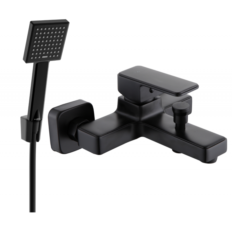 Mexen Cetus R45 bathtub faucet with shower set, black - 74433R45-70