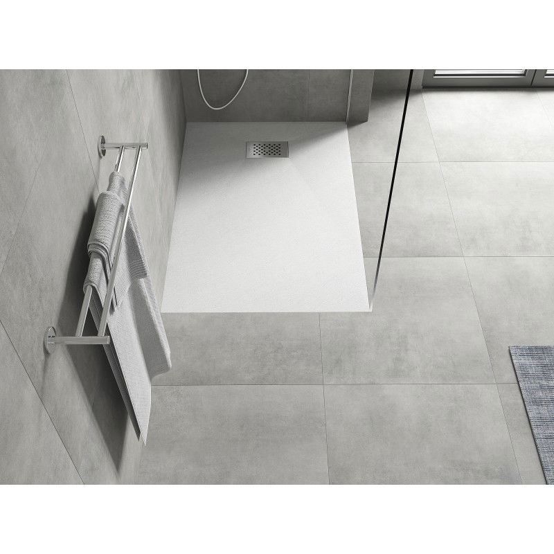 Mexen Hugo rectangular shower tray SMC 100 x 70 cm, white, inox cover - 42107010-X