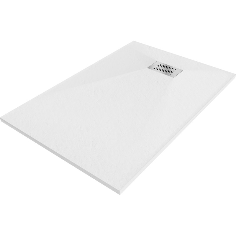 Mexen Hugo rectangular SMC shower tray 120 x 70 cm, white, inox cover - 42107012-X
