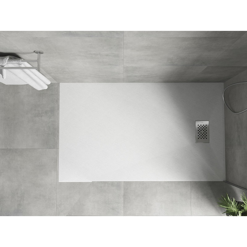 Mexen Hugo rectangular SMC shower tray 140 x 80 cm, white, inox cover - 42108014-X