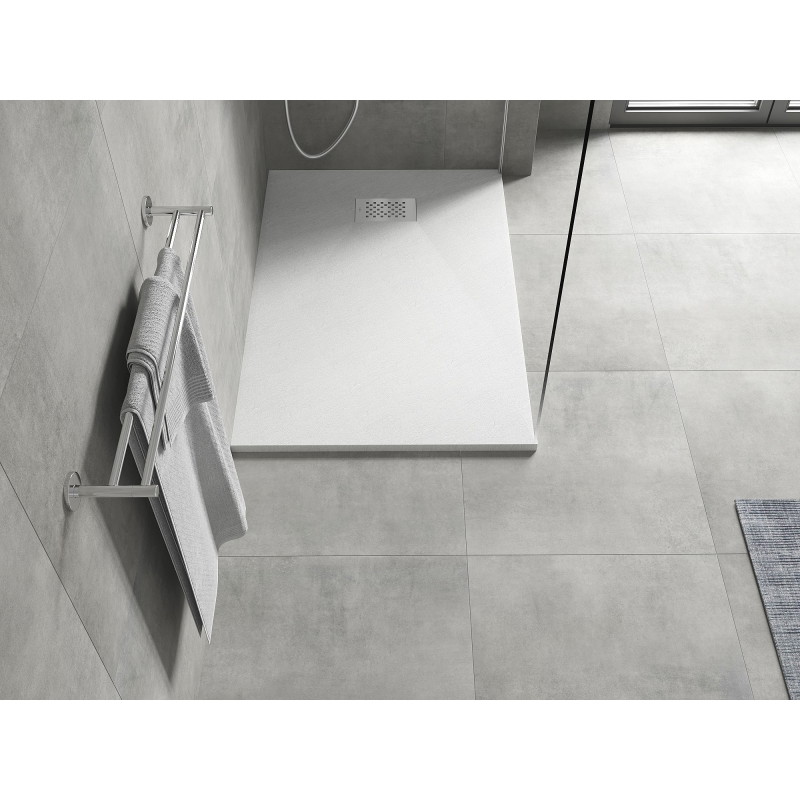 Mexen Hugo rectangular SMC shower tray 130 x 80 cm, white, inox cover - 42108013-X