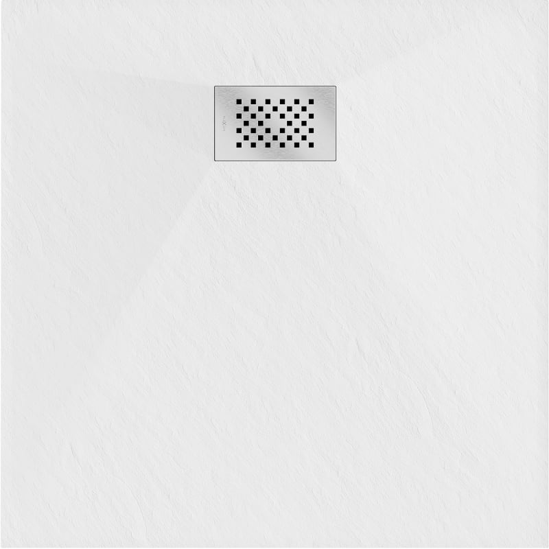 Mexen Hugo square SMC shower tray 90 x 90 cm, white, inox cover - 42109090-X