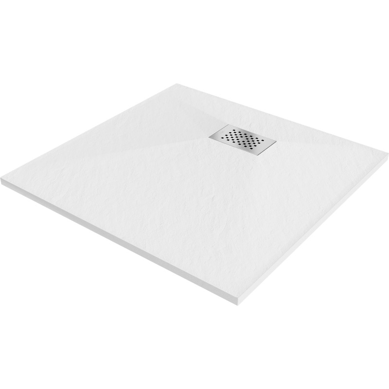 Mexen Hugo square SMC shower tray 90 x 90 cm, white, inox cover - 42109090-X