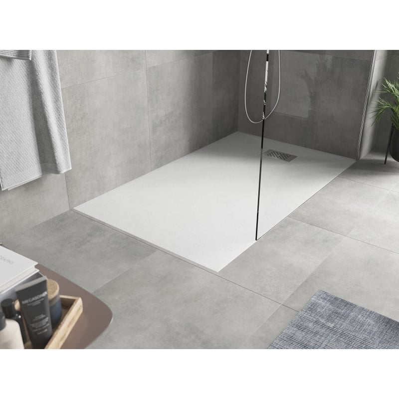 Mexen Hugo rectangular SMC shower tray 150 x 90 cm, white, inox cover - 42109015-X
