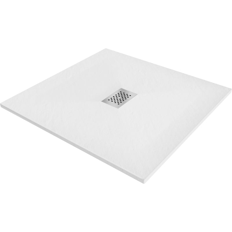 Mexen Hugo square SMC shower tray 100 x 100 cm, white, inox cover - 42101010-X