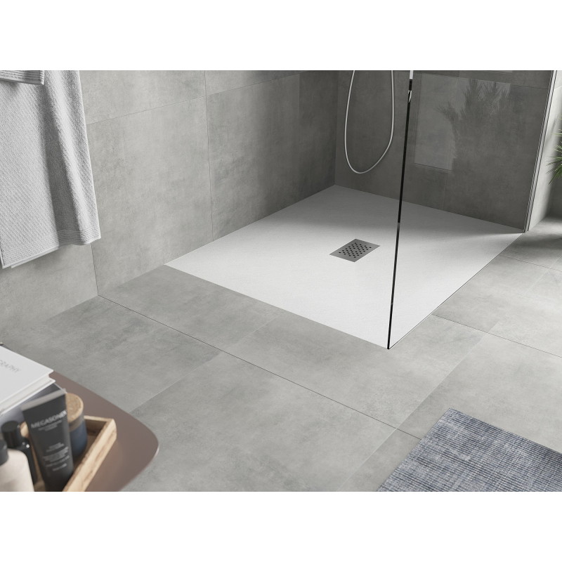 Mexen Hugo rectangular SMC shower tray 120 x 100 cm, white, inox cover - 42101012-X