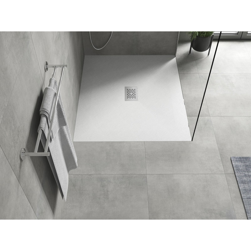Mexen Hugo rectangular SMC shower tray 120 x 100 cm, white, inox cover - 42101012-X