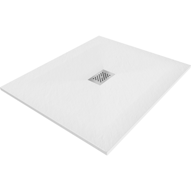 Mexen Hugo rectangular SMC shower tray 110 x 100 cm, white, inox cover - 42101011-X