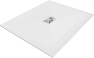 Mexen Hugo rectangular SMC shower tray 110 x 100 cm, white, inox cover - 42101011-X
