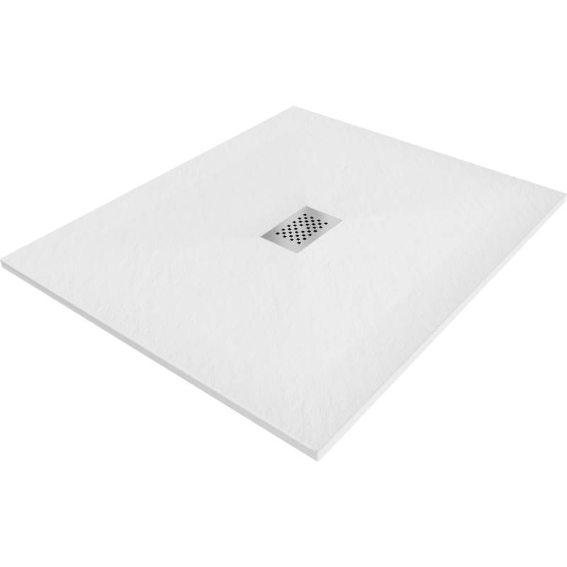 Mexen Hugo rectangular shower tray SMC 130 x 100 cm, white, inox grille - 42101013-X
