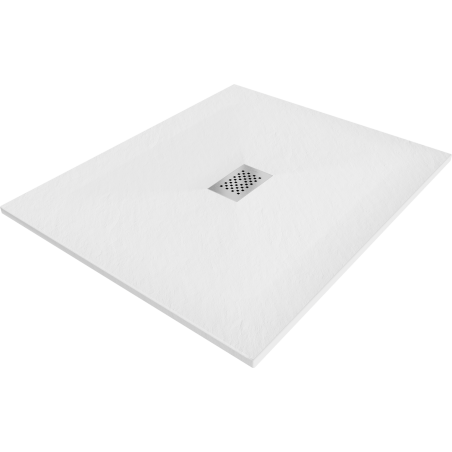 Mexen Hugo rectangular shower tray SMC 130 x 100 cm, white, inox grille - 42101013-X